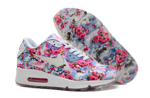 Nike Air Max 90 Womenss Shoes Flower Pink Blue White Special France
